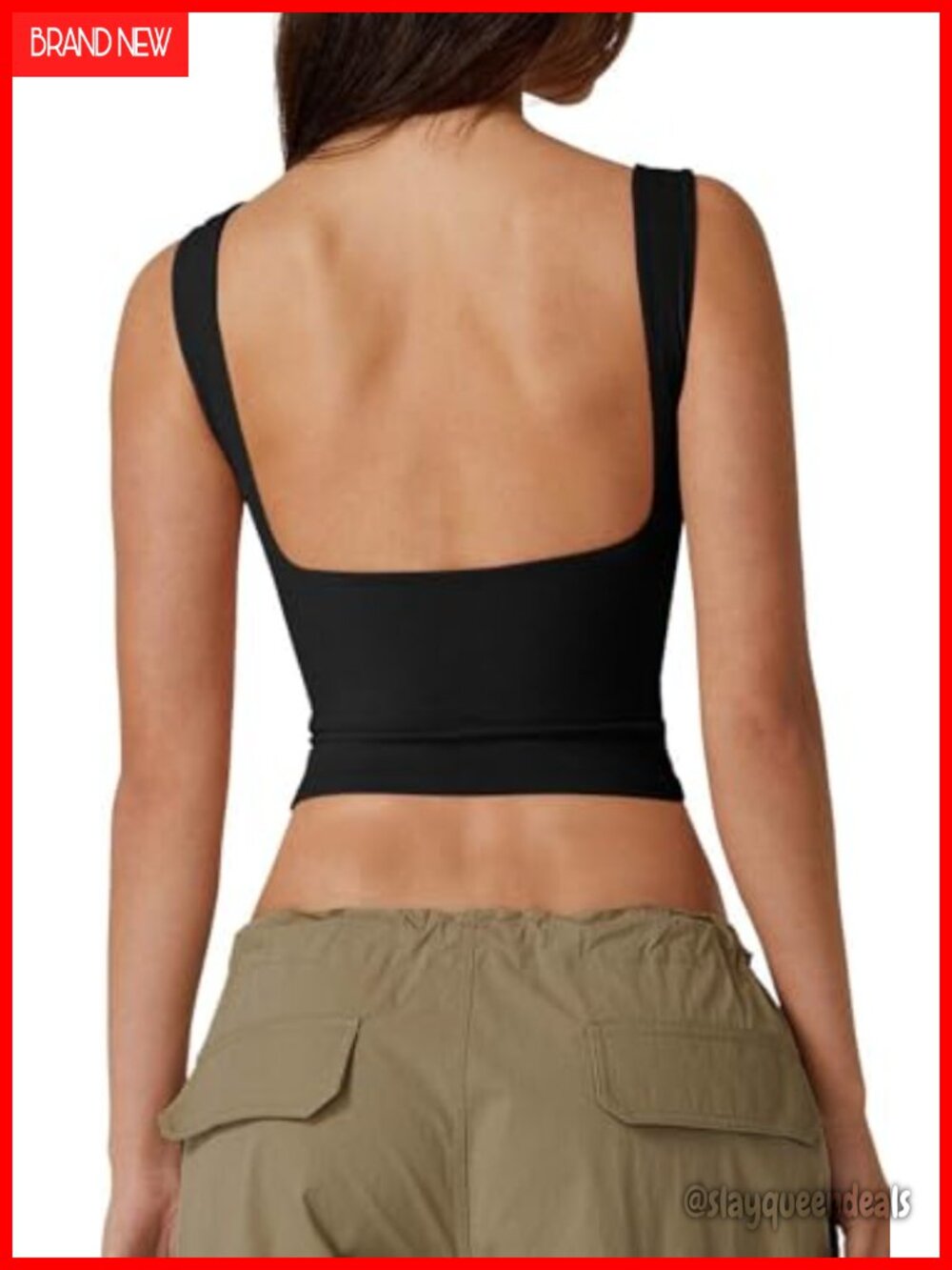 QINSEN Women's Open Back Sleeveless Crop Tank Top High Neck Slim Fit Y2K